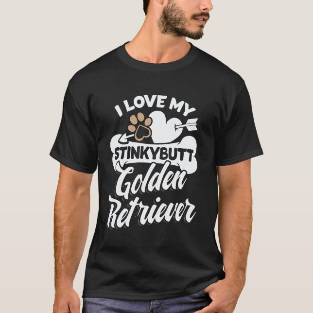 Camiseta Presente Engraçado do Retriever Dourado - Eu Amo M (Frente)