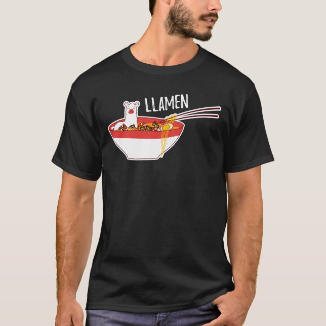 Camiseta Presente engraçado dos Ramen do lama de Llamen (Frente)