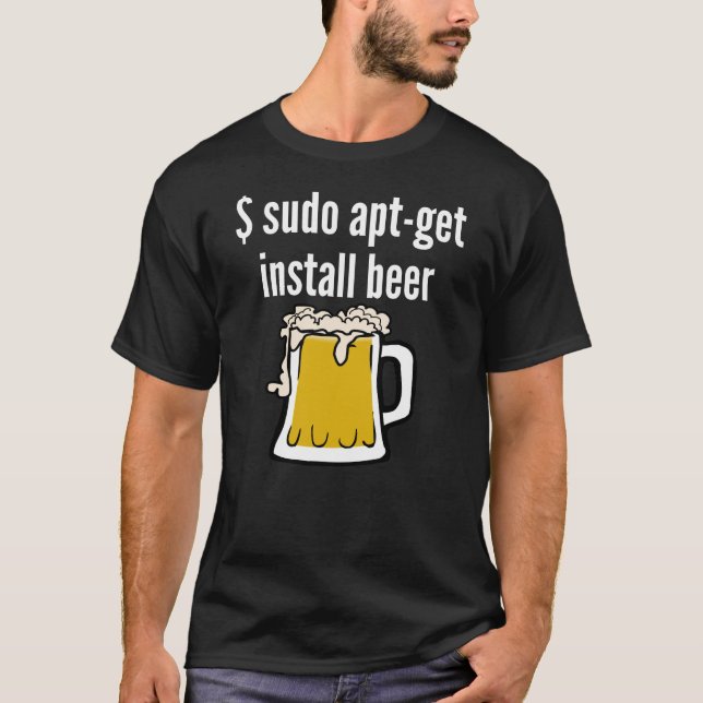 Camiseta Presente engraçado - Linux instala a cerveja (Frente)