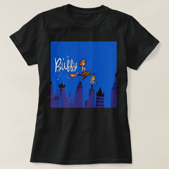 Camiseta Presente Engraçado Para A Imagem Retroativa Buffy (Frente do Design)