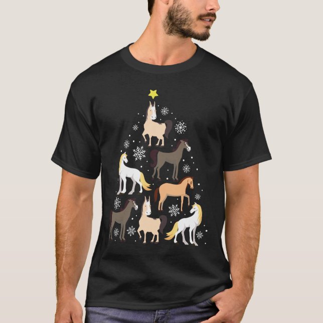 Camiseta Presente equestre bonito da árvore de Natal do (Frente)