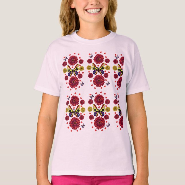 Camiseta Presente Floral de Borboleta da Primavera Personal (Frente)
