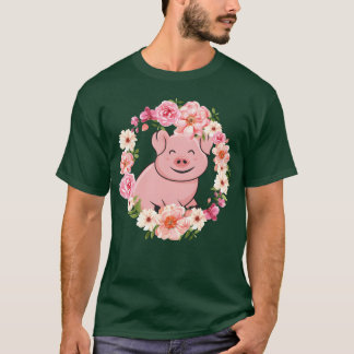 Camiseta Presente Floral Porco Amante de Animais de Estimaç