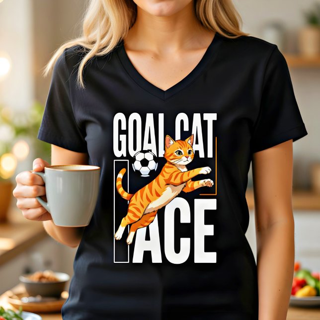 Camiseta Presente Fofo de Gato de Futebol (Criador carregado)