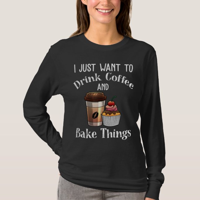 Camiseta Presente Funny Baking Para Homens Bebendo Cof (Frente)