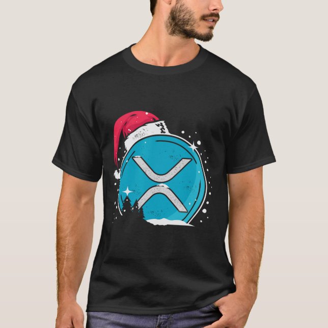 Camiseta Presente Gorro de Natal Xrp Moonshot Ripple Crypto (Frente)