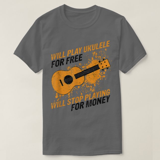 Camiseta Presente guitarrista de música ukulele para mu (Frente do Design)