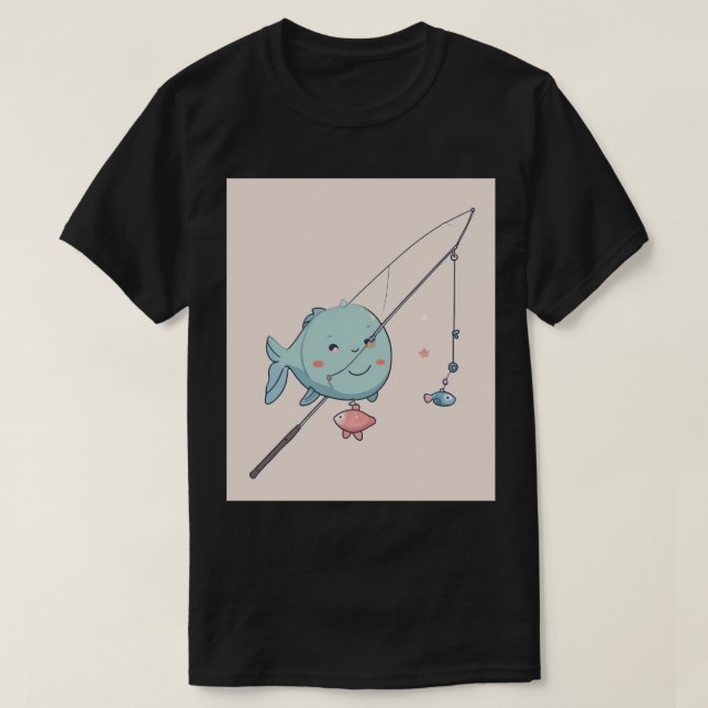 Camiseta Presente Hobby de Pesca Vara de Pesca Kawaii Fofa  (Frente do Design)