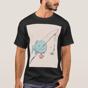 Camiseta Presente Hobby de Pesca Vara de Pesca Kawaii Fofa
