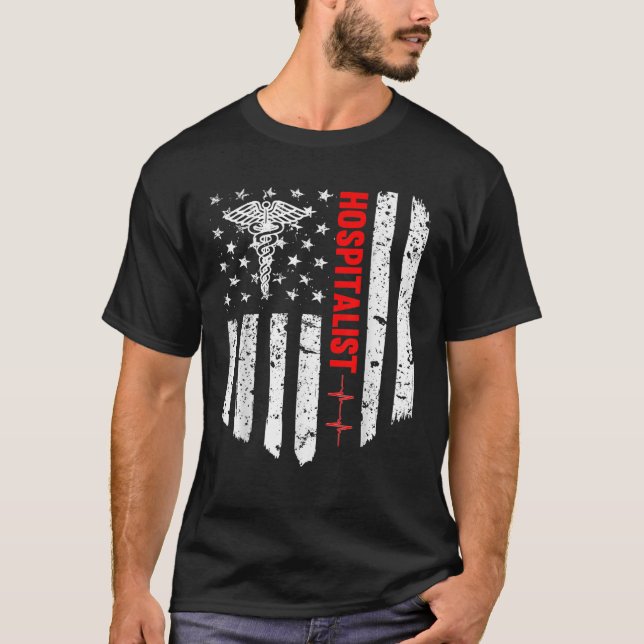 Camiseta Presente Hospitalista Americano de Bandeira Patrió (Frente)