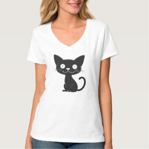 Camiseta Presente Minimalista de Gatinho Preto de Desenho A