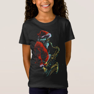 Camiseta Presente Musical de Santa Hat Saxofone de Natal