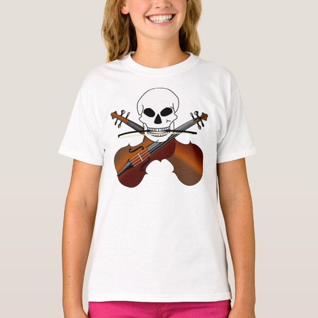 Camiseta Presente Musical Engraçado pelo Crânio de Violin P (Frente)