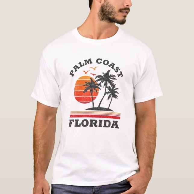 Camiseta Presente na costa palma da Flórida Retro Souvenir (Frente)