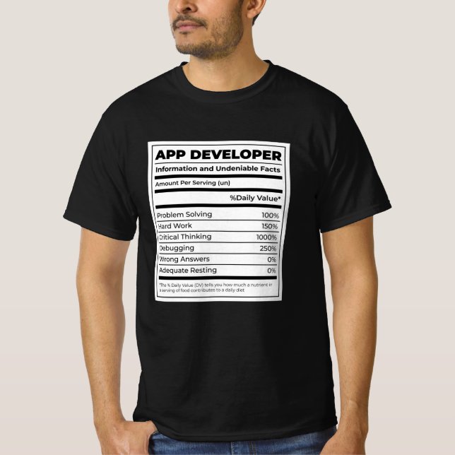 Camiseta Presente neutritunal do App Developer Funny (Frente)