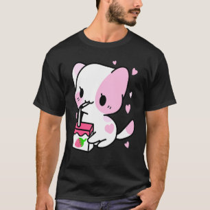 Camiseta Presente Nexo de Gatinho Chibi de Leite de Morango
