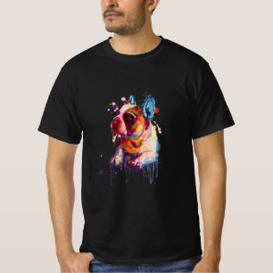 Camiseta Presente no cão Arte de Desenho Mão-de-Obra Fran