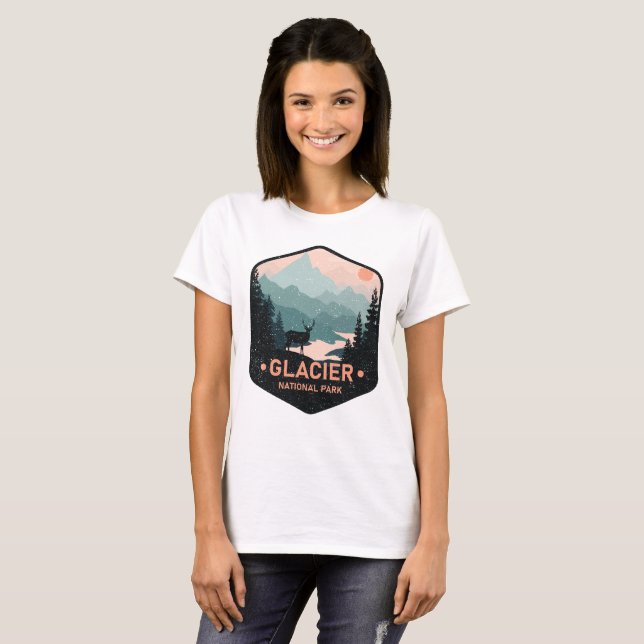 Camiseta Presente no Parque Nacional do Glaciar da Vintage (Frente Completa)