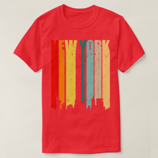 Camiseta Presente no Skyline Retro Nova Iorque (Frente do Design)