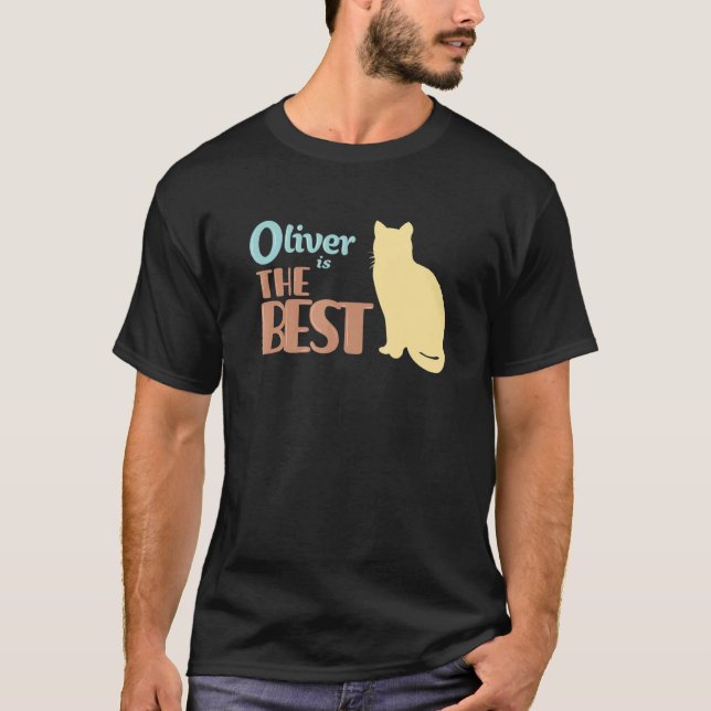 Camiseta Presente Nome de Gato Oliver Gatinho Oliver (Frente)