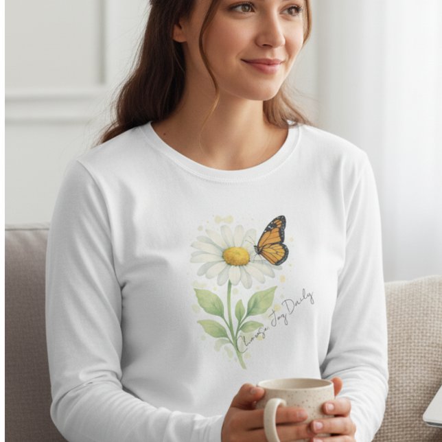 Camiseta Presente para Amante da Natureza Borboleta Monarca (Motivational daisy and monarch butterfly tshirt)