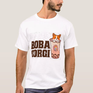 Camiseta Presente para Amante de Cães Kawaii Boba Corgi Bub