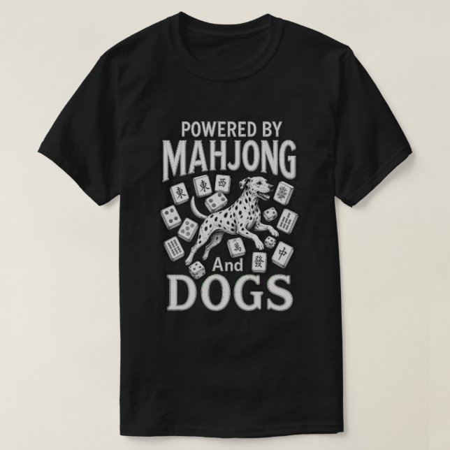 Camiseta Presente para Amante de Mahjong e Cachorro Dalmata (Frente do Design)