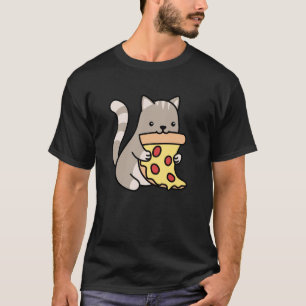 Camiseta Presente para Amantes de Pizza - Pizza - Gato