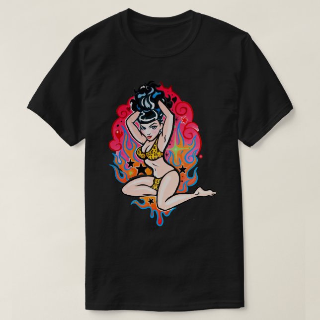 Camiseta Presente para Bettie Page V12 Poster Men T Shirt A (Frente do Design)