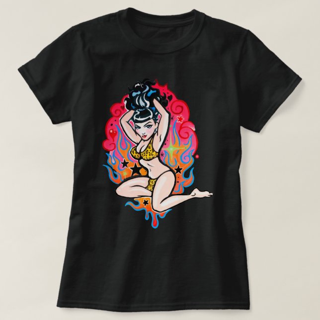 Camiseta Presente para Bettie Page V12 Poster Men T Shirt A (Frente do Design)