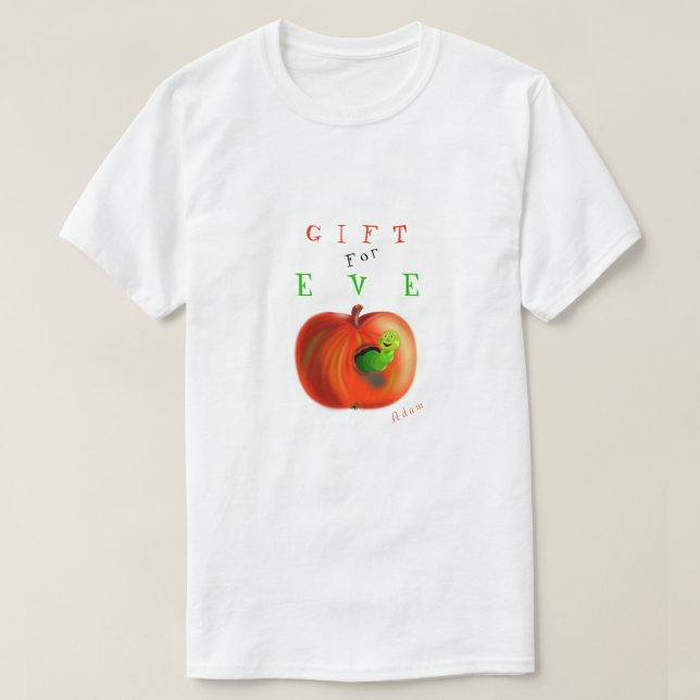 Camiseta Presente Para Eva - Apple Paraíso - De Adão - Engr (Frente do Design)