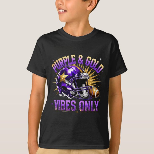 Camiseta Presente para Fã de Futebol com Vibrações Roxas e  (Frente)