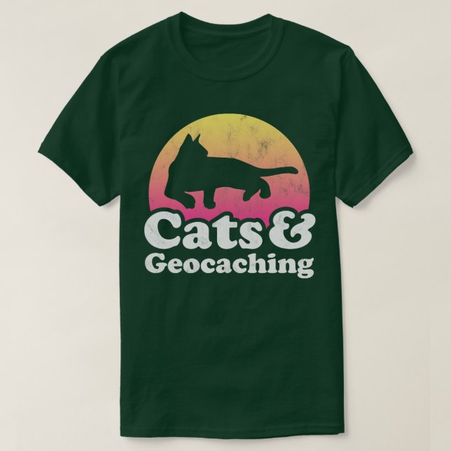 Camiseta Presente para gatos e Geocaching (Frente do Design)