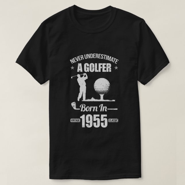Camiseta Presente para Golfe de 65 anos Golfe 1955 65º Nasc (Frente do Design)