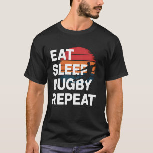 Camiseta Presente para Jogador de Rugby Coma Durma Rugby Re