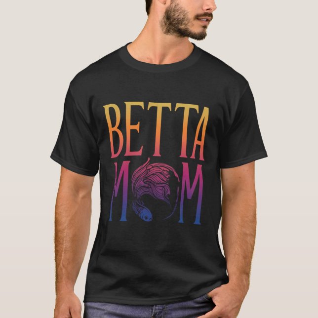 Camiseta Presente para Mãe de Betta Peixe Combatente Siames (Frente)