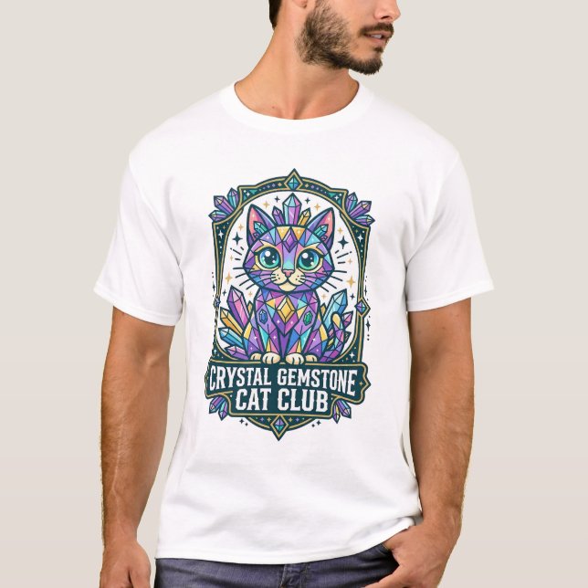 Camiseta Presente para Mãe de Gato com Cristal Gemstone - C (Frente)