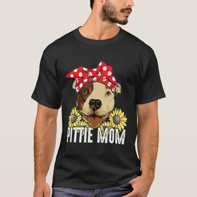 Camiseta Presente para Mãe de Pittie Adoradora de Cães Pitb (Frente)