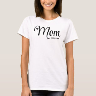 Camiseta Presente para Mães com Rótulo de Mãe Estabeleceu