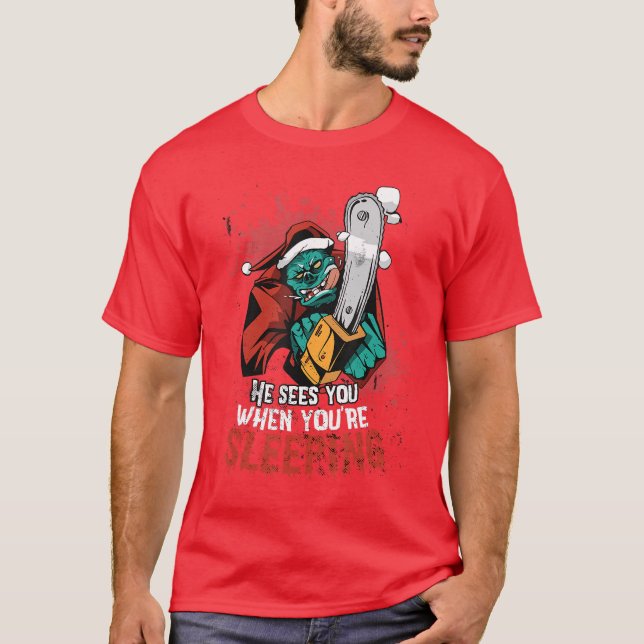 Camiseta Presente para menino fã de filme de terror de Sant (Frente)