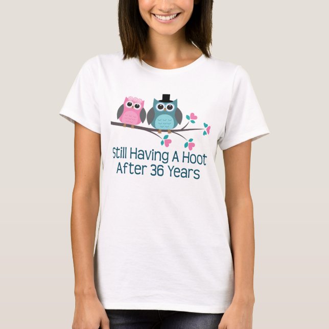 Camiseta Presente para o 36º aniversário de casamento Hoot (Frente)