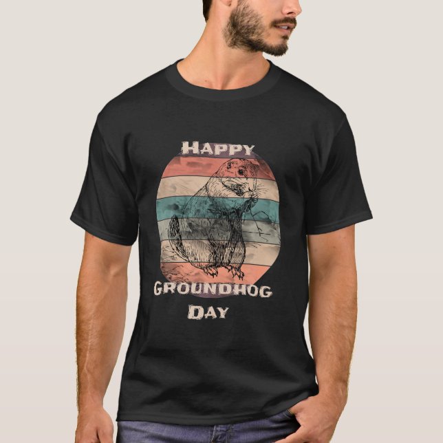 Camiseta Presente para o Dia da Marmota Feliz (Frente)