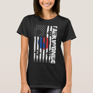 Camiseta Presente Patriótico Coreano Americano Taekwondo