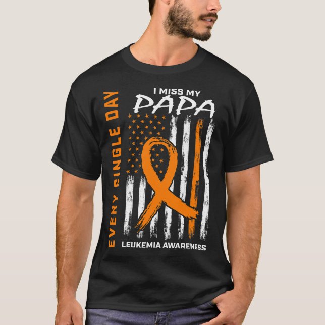 Camiseta Presente Perda De Papá Laranja Leucemia Sinalizado (Frente)