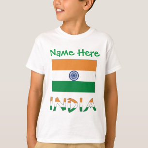 Camiseta Presente Personalizado Bandeira da Índia Meninos
