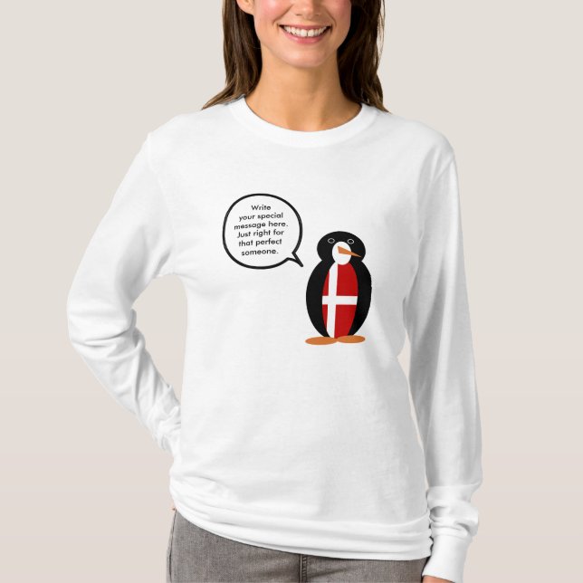 Camiseta Presente Personalizado Bandeira Dinamarquesa Pingu (Frente)