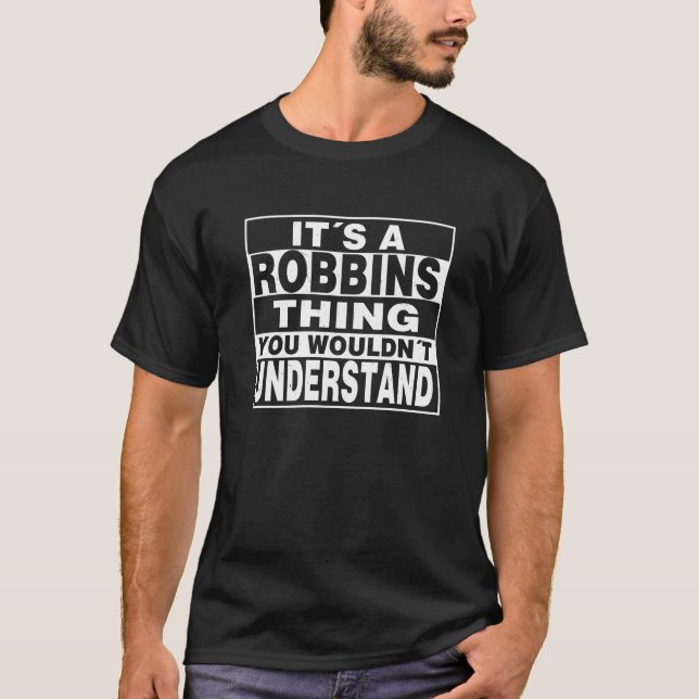 Camiseta Presente personalizado com sobrenome de ROBBINS (Frente)