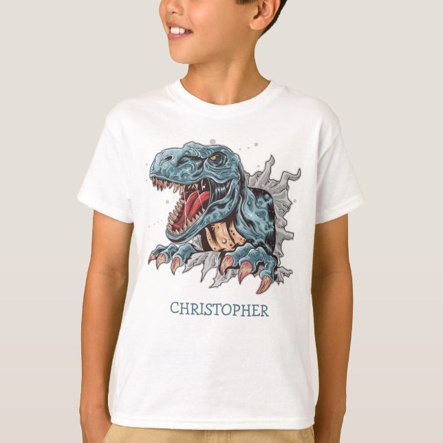 Camiseta Presente personalizado de aniversário do T-rex din (Frente)