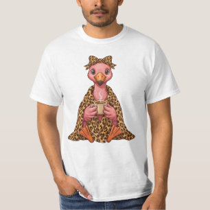 Camiseta Presente personalizado de flamingo leopardo outono