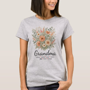 Camiseta Presente Personalizado de Flores para Avó com Nome